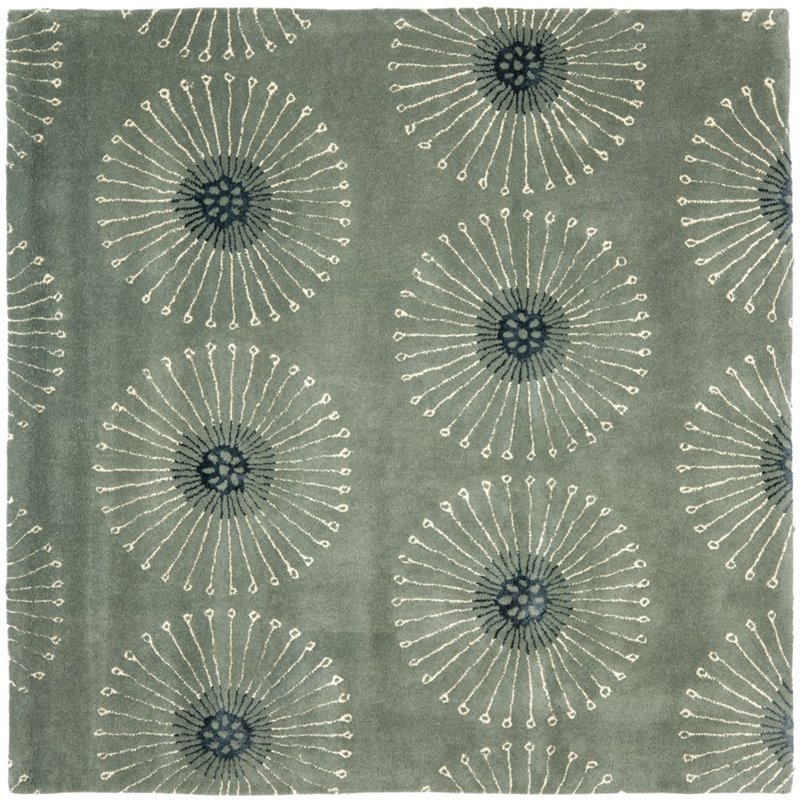 Safavieh Soho 8' Square Hand Tufted Wool Rug in Gray and Ivory