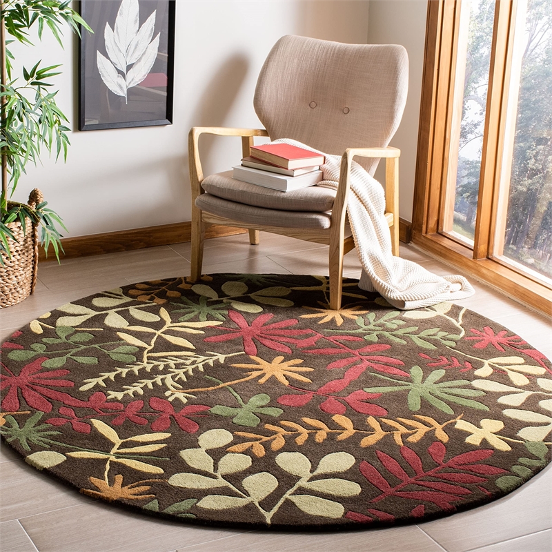 Safavieh Soho 8' Square Hand Tufted Wool Rug in Brown