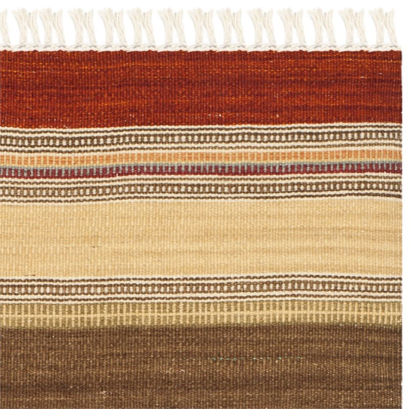 Safavieh Striped Kilim 3' X 5' Hand Woven Wool Pile Rug in Green