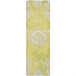 Safavieh Stone Wash 2'6&quot X 10' Hand Knotted Rug in Chartreuse
