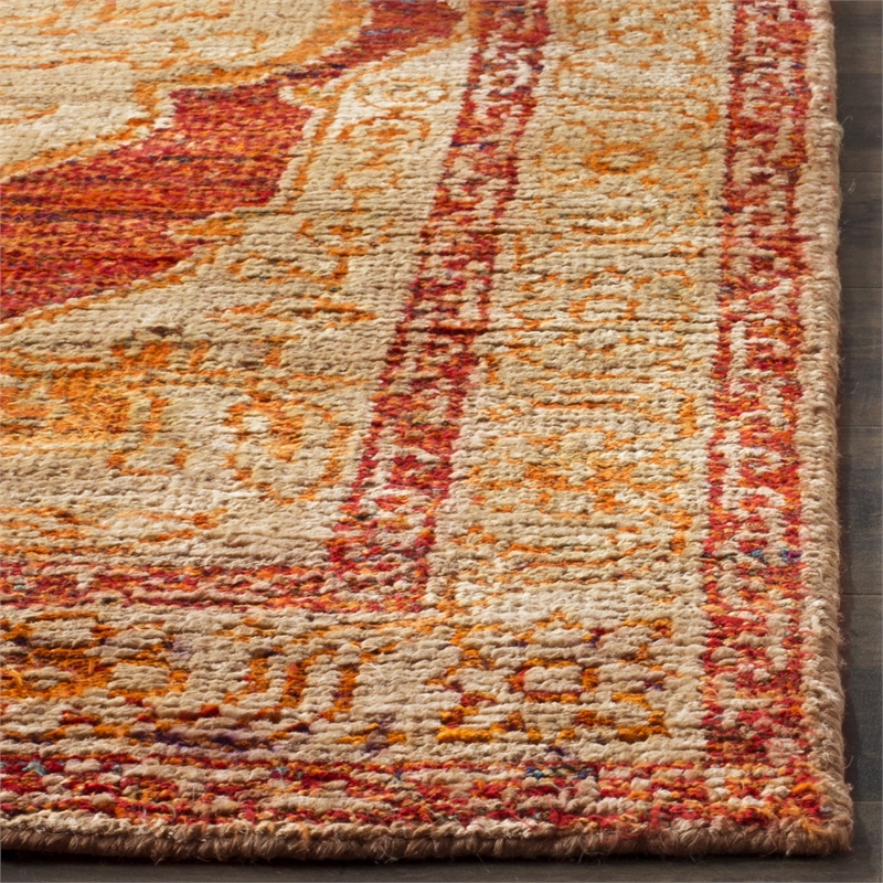 Safavieh Tangier 5' X 8' Hand Knotted Rug in Red Orange and Beige