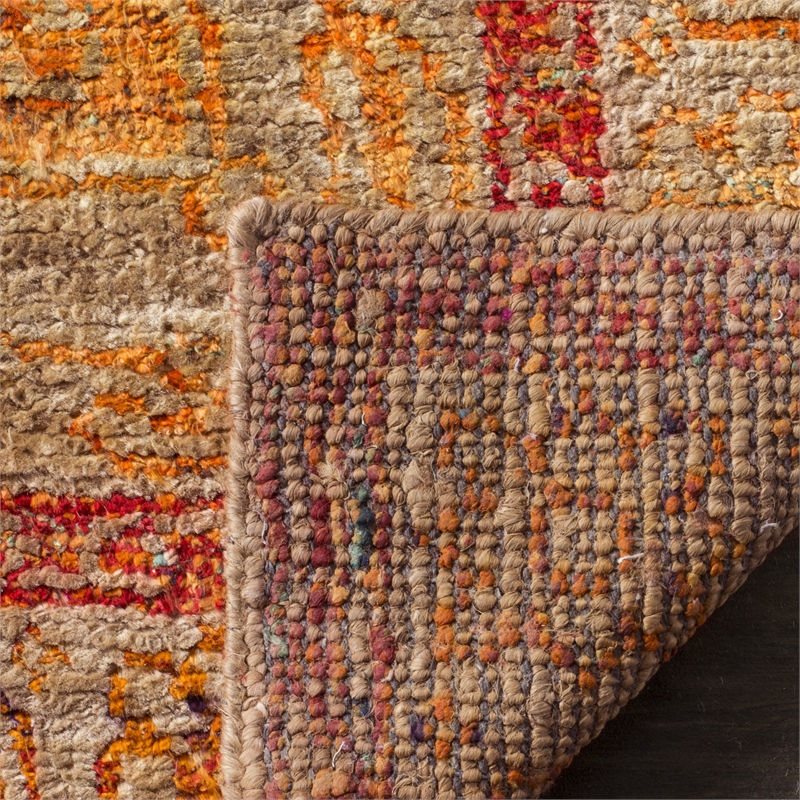 Safavieh Tangier 5' X 8' Hand Knotted Rug in Red Orange and Beige