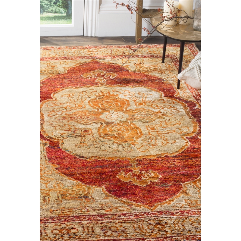 Safavieh Tangier 8' X 10' Hand Knotted Rug in Red Orange and Beige