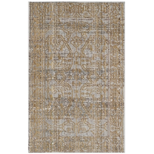 Safavieh Valencia 2' X 3' Power Loomed Polyester Rug in Gray and Gold