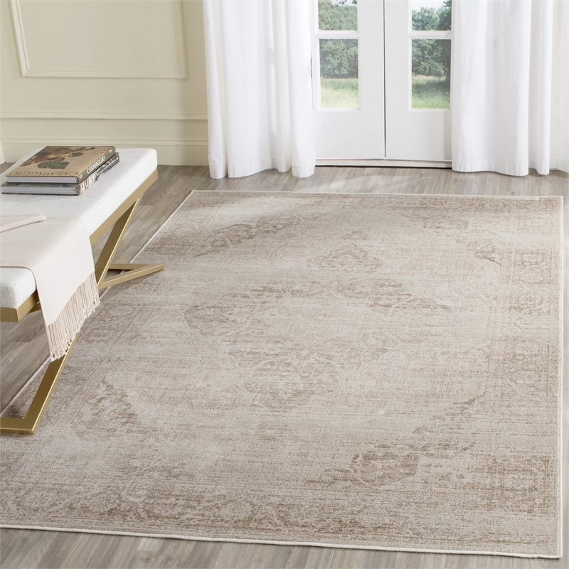 Safavieh Vintage 2' X 3' Power Loomed Viscose Pile Rug in Stone