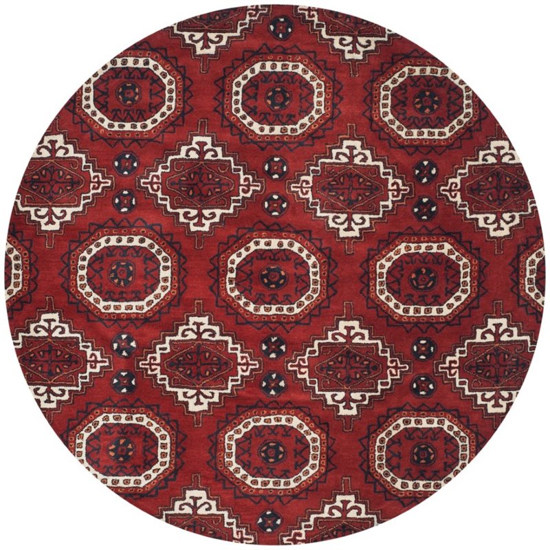 Safavieh Wyndham 7' Round Power Loomed Acrylic Rug in Red
