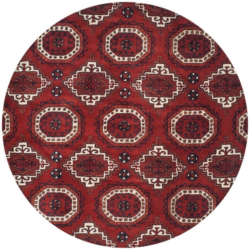 Safavieh Wyndham 7' Round Power Loomed Acrylic Rug in Red