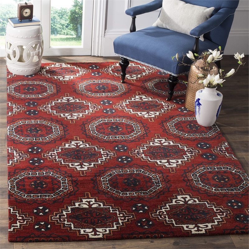Safavieh Wyndham 7' Square Power Loomed Acrylic Rug in Red
