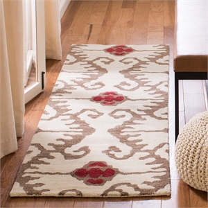 Safavieh Wyndham 2'3&quot X 9' Power Loomed Acrylic Rug in Ivory and Brown