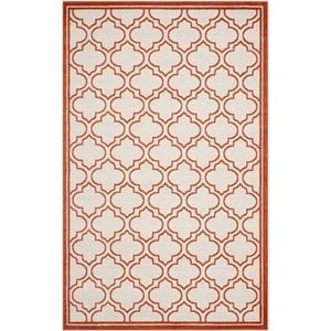 Safavieh Amherst 5' X 5' Round Rug in Ivory and Orange