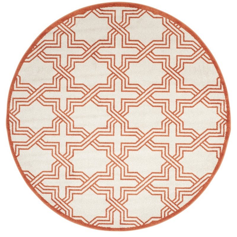 Safavieh Amherst 7' X 7' Round Rug in Ivory and Orange