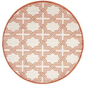 Safavieh Amherst 7' X 7' Round Rug in Ivory and Orange