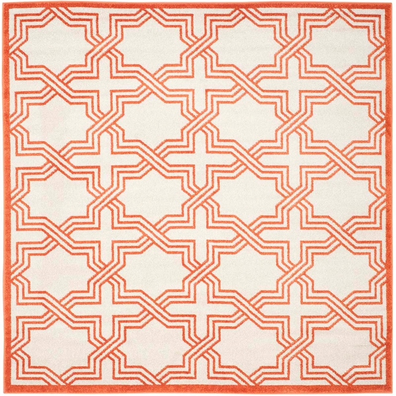Safavieh Amherst 7' X 7' Square Rug in Ivory and Orange