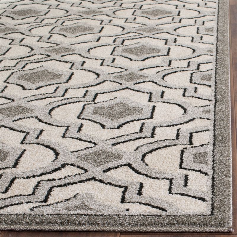 Safavieh Amherst 3' X 5' Polypropylene Power Loomed Rug in Ivory and Gray