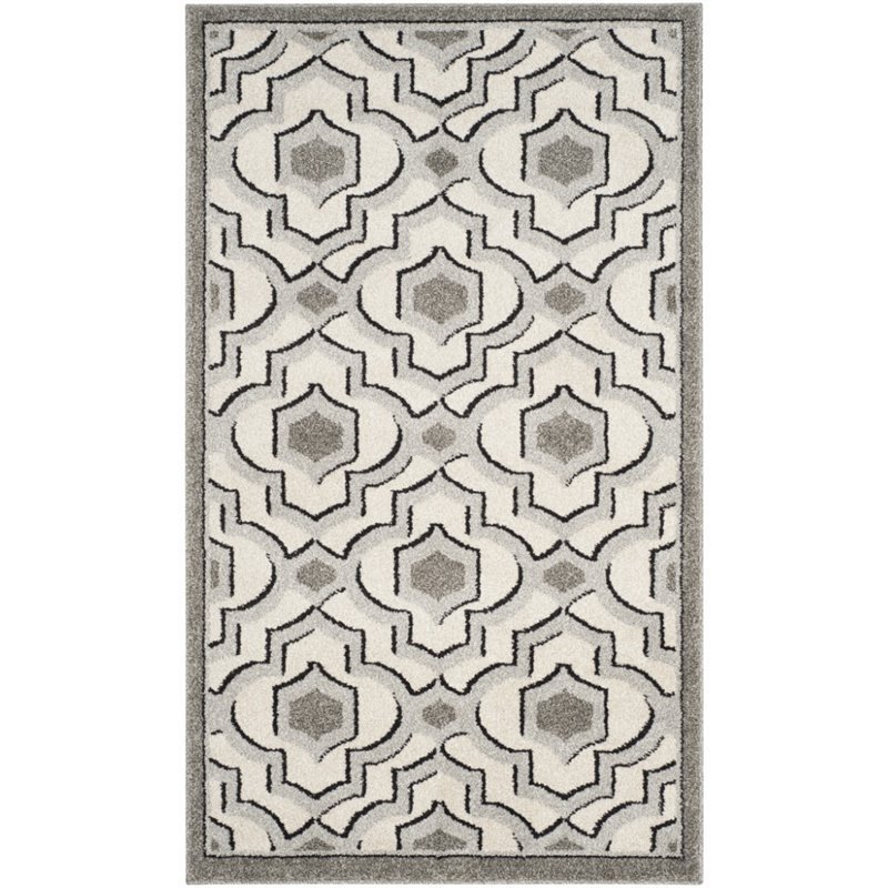 Safavieh Amherst 3' X 5' Polypropylene Power Loomed Rug in Ivory and Gray