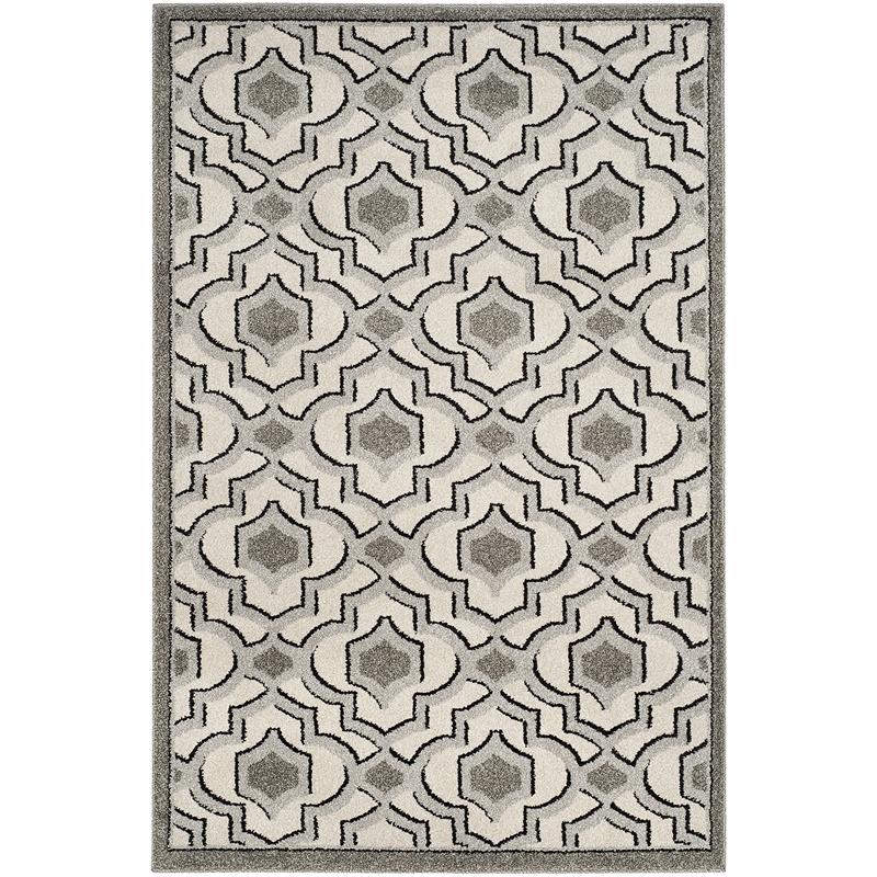 Safavieh Amherst 4' X 6' Polypropylene Power Loomed Rug in Ivory and Gray