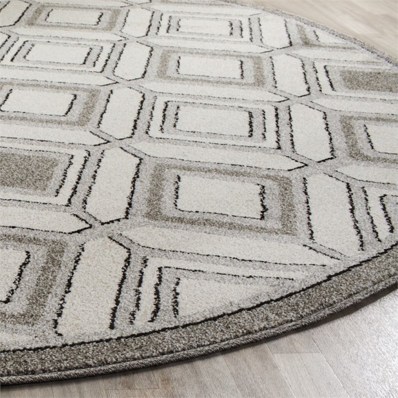 Safavieh Amherst 7' X 7' Round Rug in Ivory and Light Gray