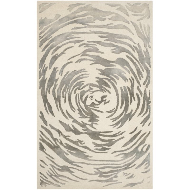 Safavieh Bella 5' X 8' Hand Tufted Wool Pile Rug in Ivory and Gray