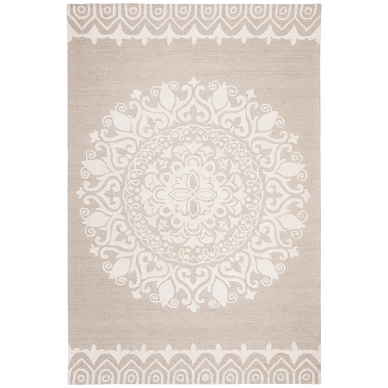 Safavieh Bella 6' X 9' Hand Tufted Wool Pile Rug in Beige and Ivory