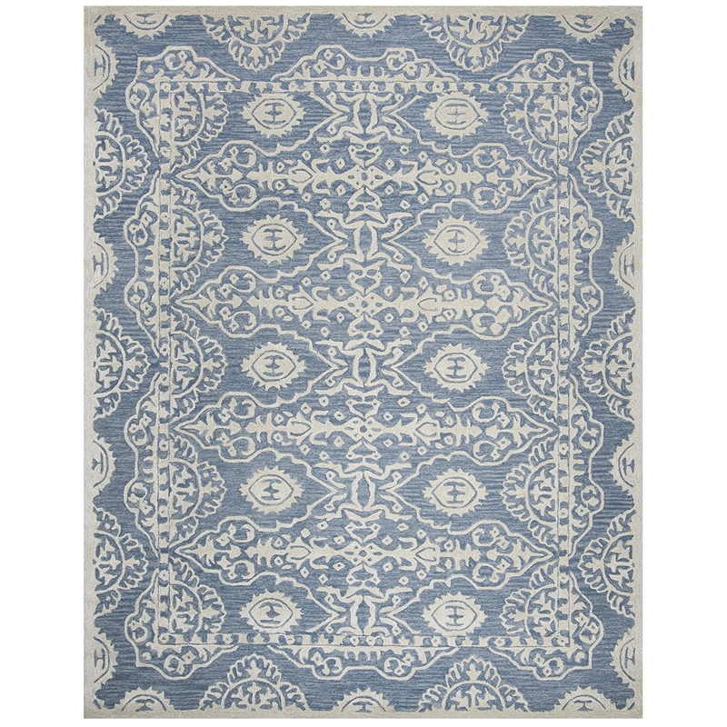 Safavieh Bella 8' X 10' Hand Tufted Wool Pile Rug in Blue and Ivory