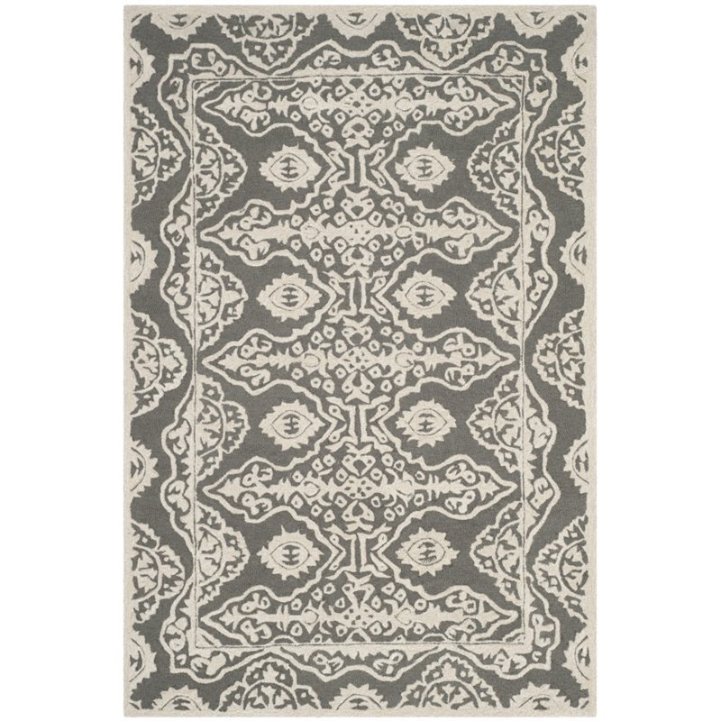 Safavieh Bella 8' X 10' Hand Tufted Wool Rug in Dark Gray and Ivory