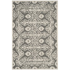 Safavieh Bella 8' X 10' Hand Tufted Wool Rug in Dark Gray and Ivory