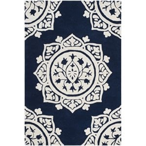 Safavieh Bella 6' X 9' Hand Tufted Wool Pile Rug in Navy and Ivory