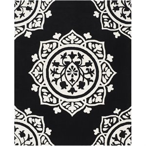 Safavieh Bella 8' X 10' Hand Tufted Wool Pile Rug in Black and Ivory