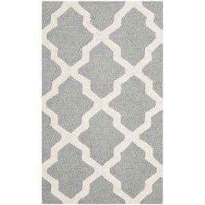 Safavieh Cambridge 2' X 3' 4&quot Hand Tufted Wool Rug in Silver and Ivory