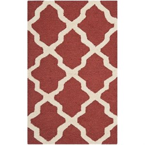 Safavieh Cambridge 2' X 3' 4&quot Hand Tufted Wool Rug in Rust and Ivory