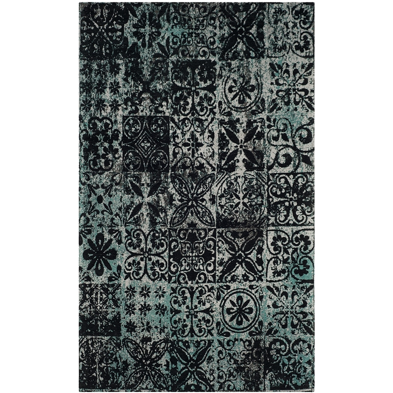 Safavieh Classic Vintage 5' X 8' Rug in Teal and Black