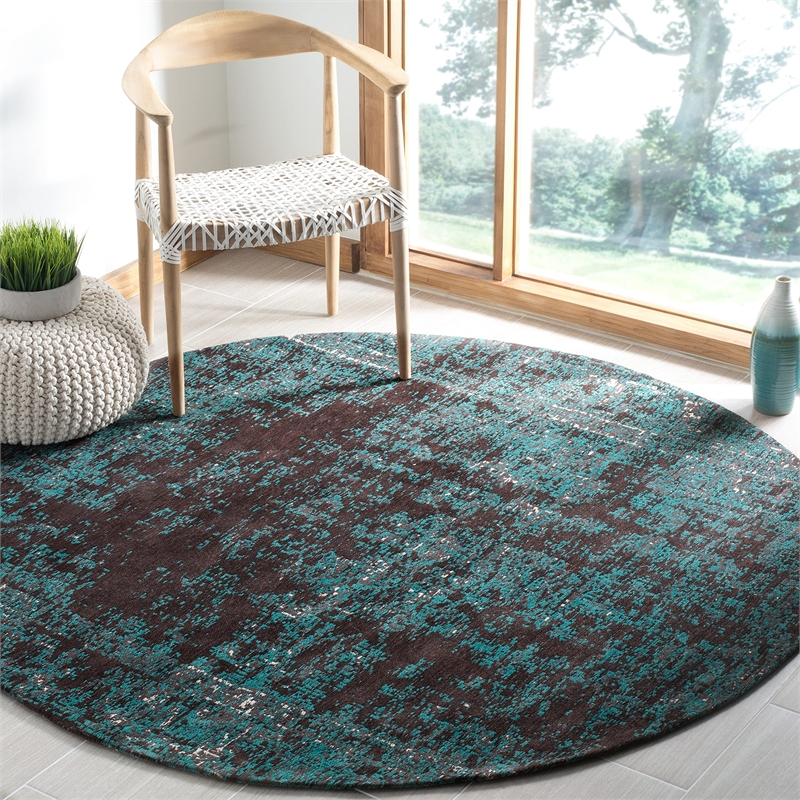 Safavieh Classic Vintage 6' X 6' Round Rug in Teal and Brown