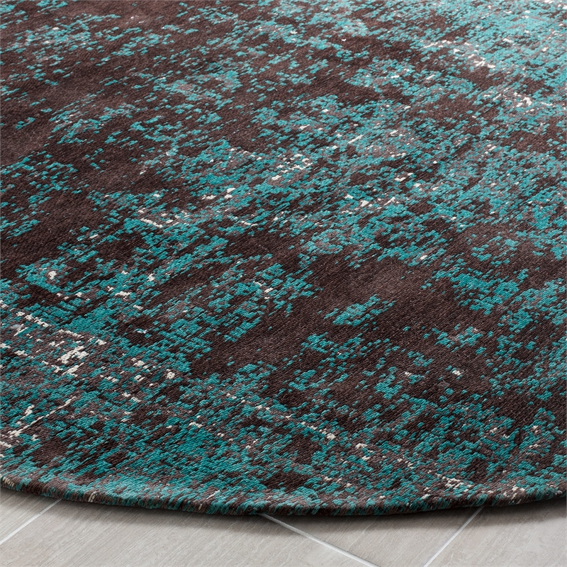 Safavieh Classic Vintage 6' X 6' Round Rug in Teal and Brown