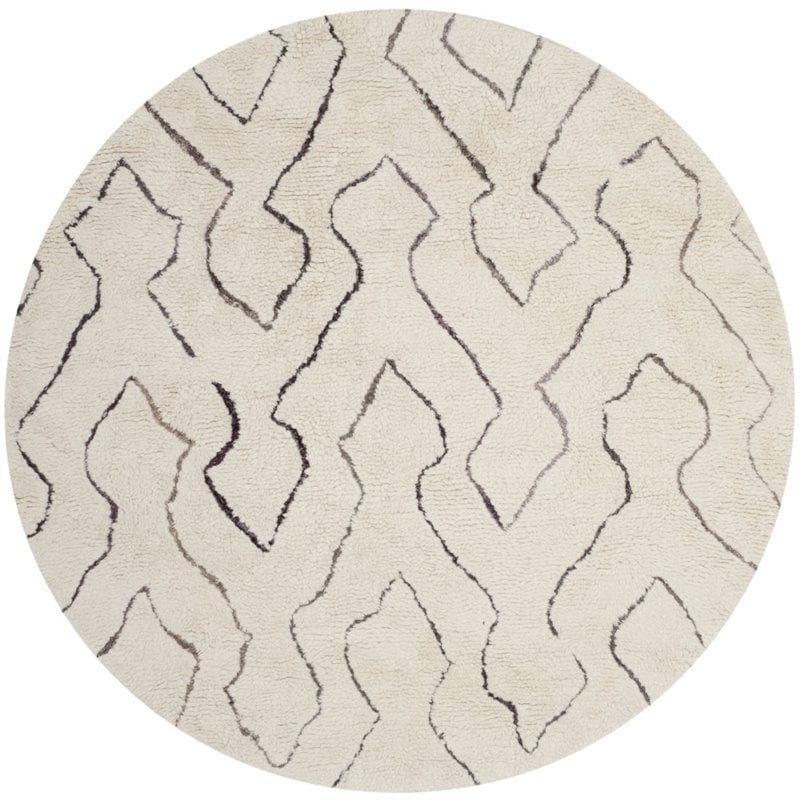 Safavieh Casablanca Shag 6' X 6' Round Hand Woven Rug in Ivory
