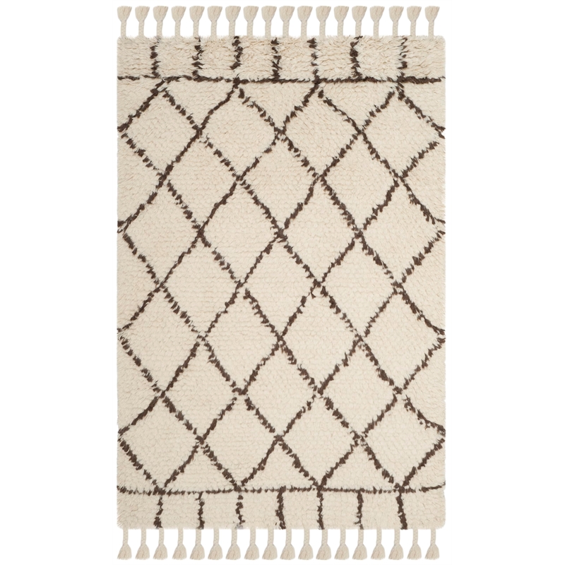 Safavieh Casablanca Shag 4' X 6' Hand Tufted Rug in Ivory and Brown
