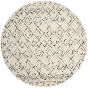 Safavieh Casablanca 6' X 6' Round Wool and Cotton Hand Tufted Rug in Ivory /Gray