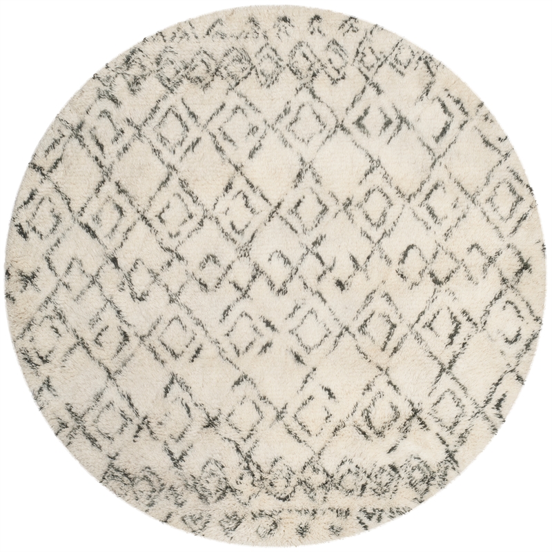 Safavieh Casablanca 6' X 6' Round Wool and Cotton Hand Tufted Rug in Ivory /Gray