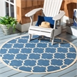 Safavieh Courtyard 4' X 4' Round Rug in Blue and Beige