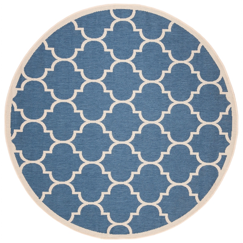 Safavieh Courtyard 4' X 4' Round Rug in Blue and Beige