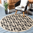 Safavieh Courtyard 4' X 4' Round Rug in Black and Beige