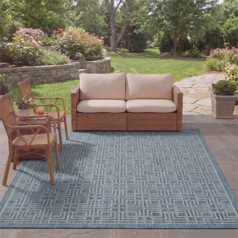 Safavieh Courtyard 8' X 11' Rug in Navy and Gray
