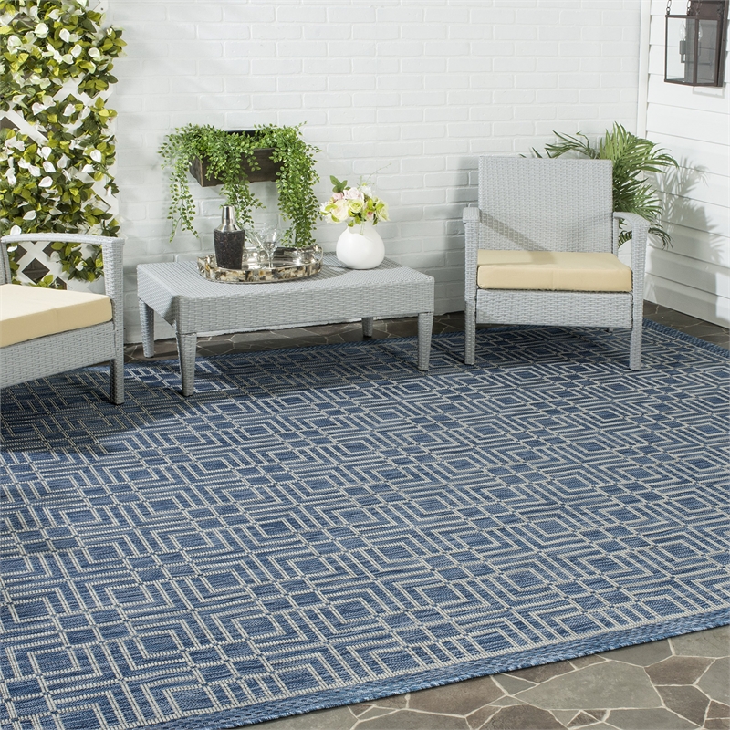 Safavieh Courtyard 8' X 11' Rug in Navy and Gray