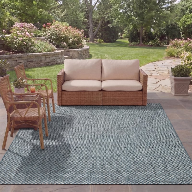 Safavieh Courtyard 8' X 11' Rug in Turquoise and Light Gray