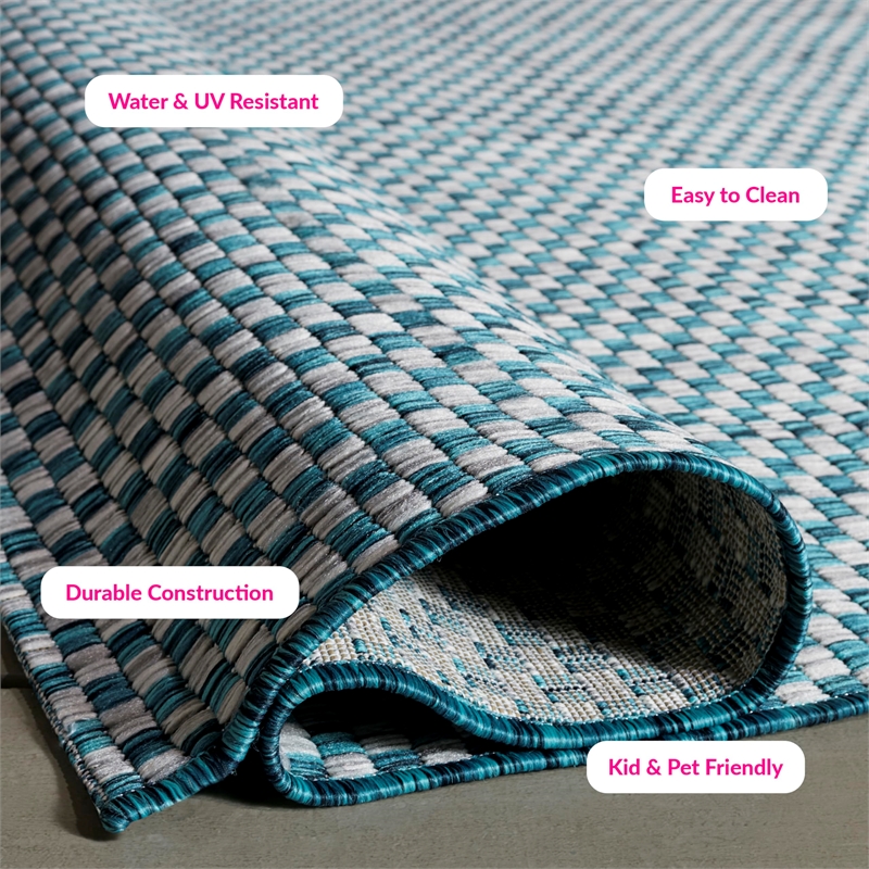 Safavieh Courtyard 8' X 11' Rug in Turquoise and Light Gray