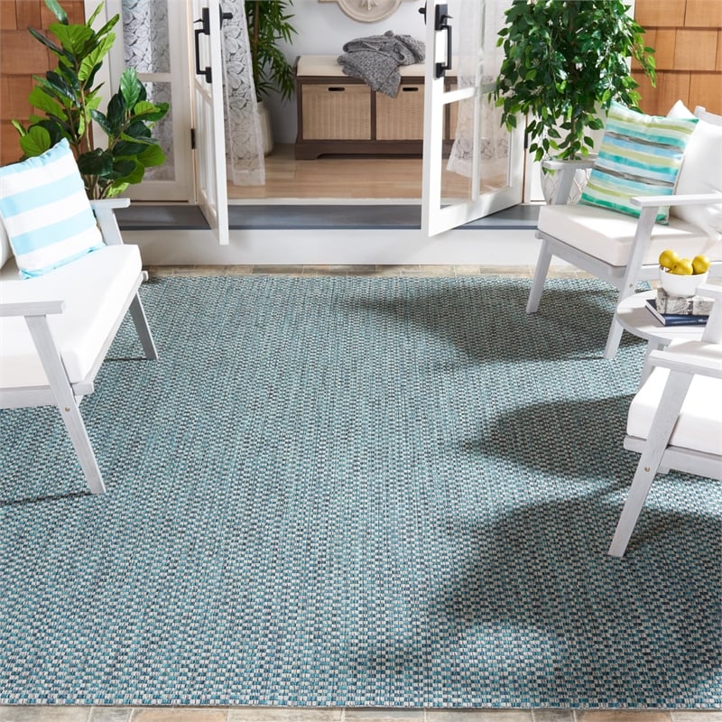 Safavieh Courtyard 9' X 12' Rug in Turquoise and Light Gray