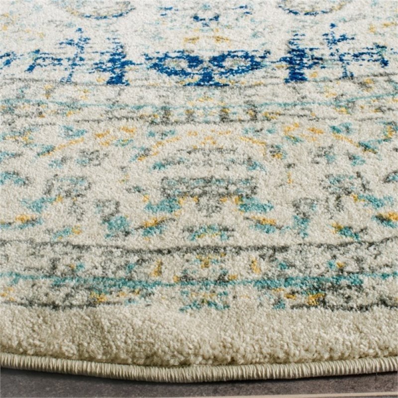 Safavieh Evoke 9' X 9' Round Rug in Ivory and Blue