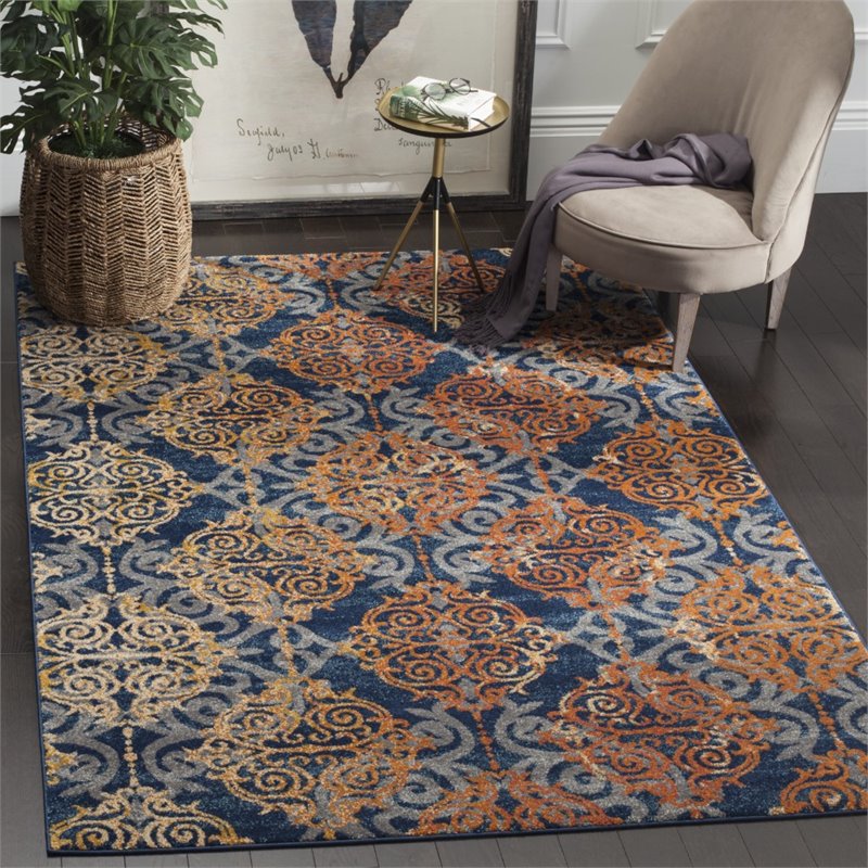 Safavieh Evoke 4' X 6' Rug in Blue and Orange