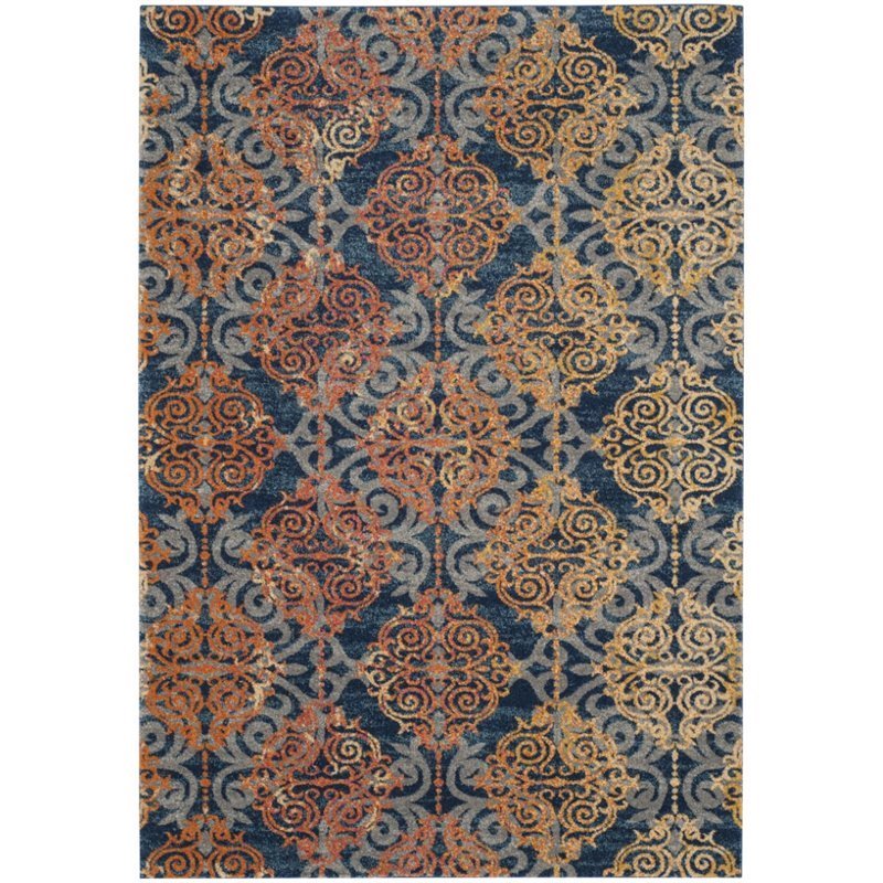 Safavieh Evoke 4' X 6' Rug in Blue and Orange