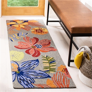 Safavieh Four Seasons 2' X 6' Hand Hooked Rug in Gray and Orange