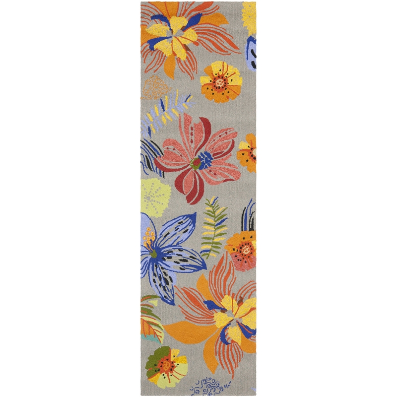 Safavieh Four Seasons 2' X 6' Hand Hooked Rug in Gray and Orange